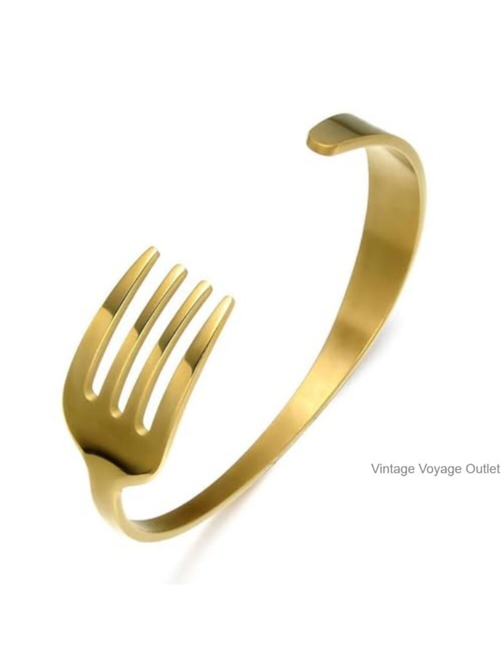 Fork Design Cuff Bracelet Stainless Steel Minimalist Bangle 7.09 Inches